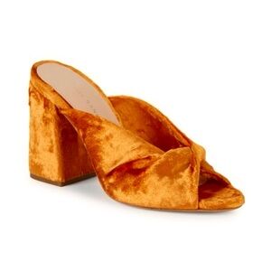 Loeffler Randall LAUREL Velvet Block Heel Mules - Tangerine 🍊
